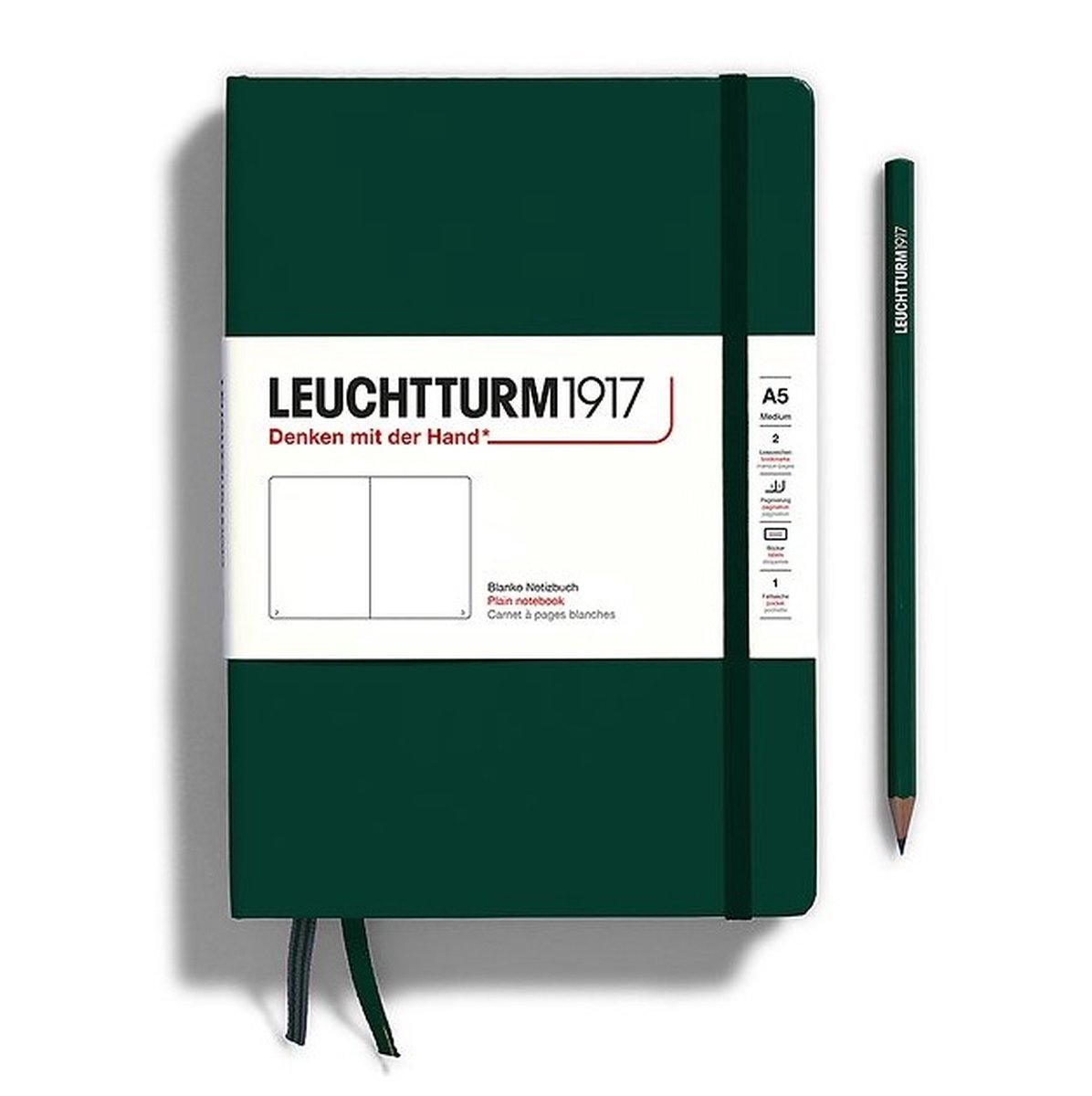 Leuchtturm Forest Green, Medium (A5), 251 p., plain