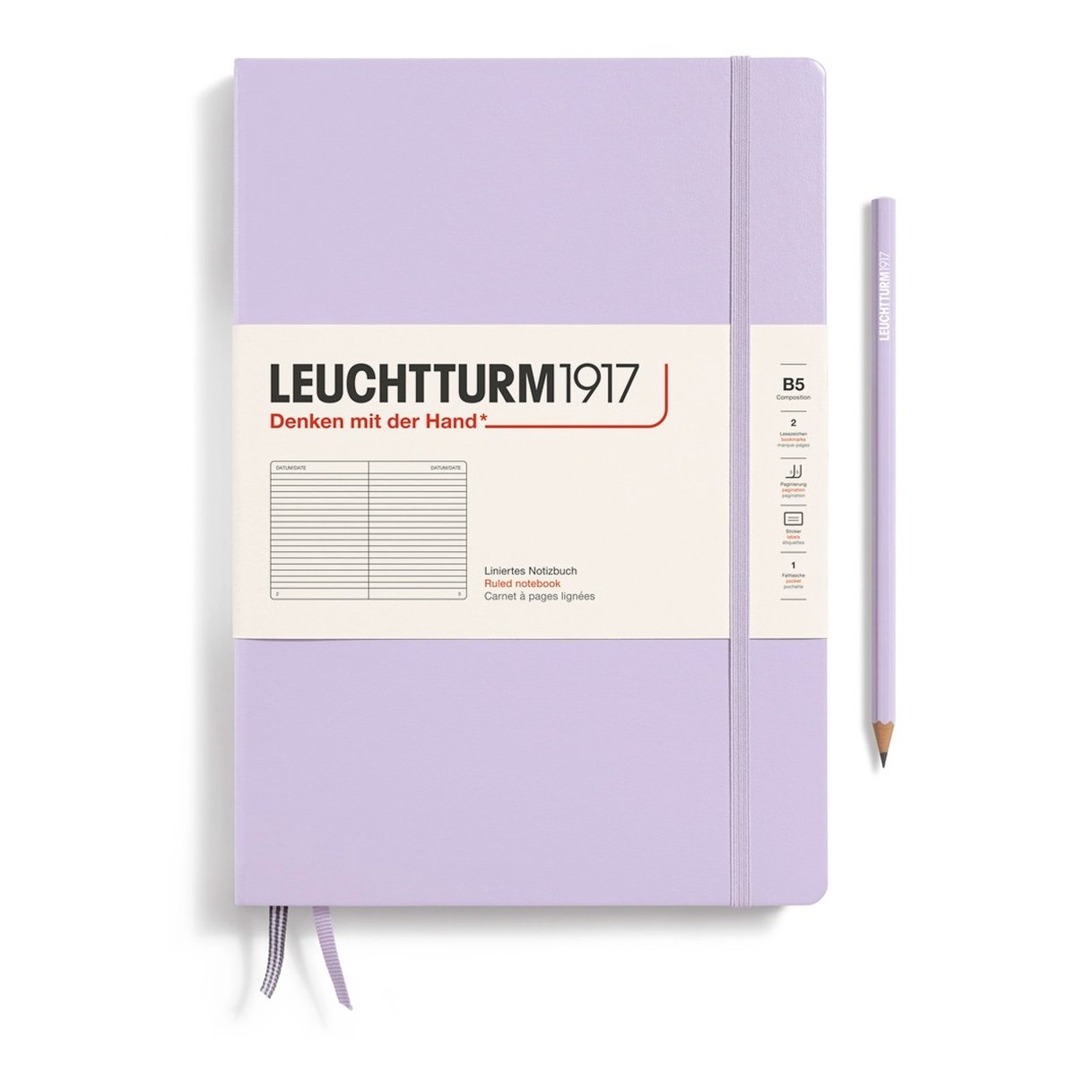 Leuchtturm Lilac, Softcover, Composition (B5), 123 p., ruled