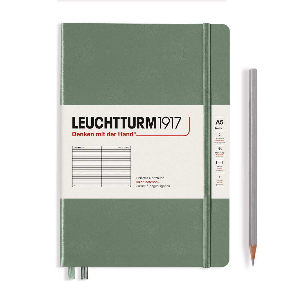 Leuchtturm Olive, Medium (A5), 251 p., ruled