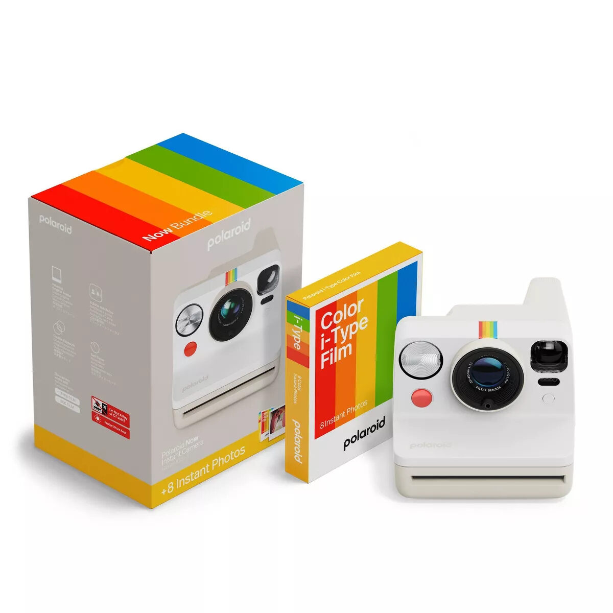 Polaroid Now Gen 3 Pebble White + Colour Film Bundle (8 Photo's)