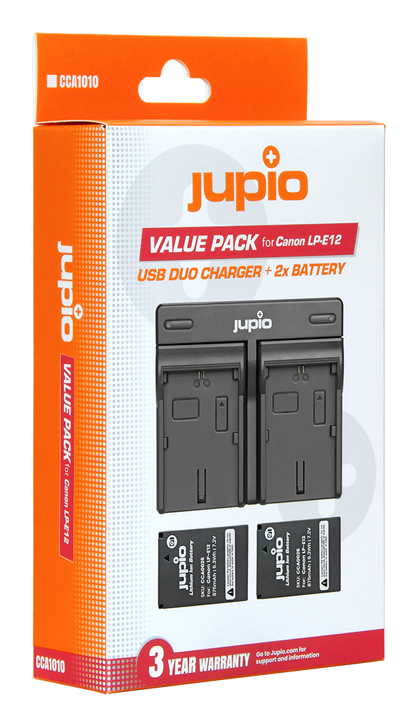 Jupio Value Pack: 2x Battery LP-E12 + USB Dual Charger