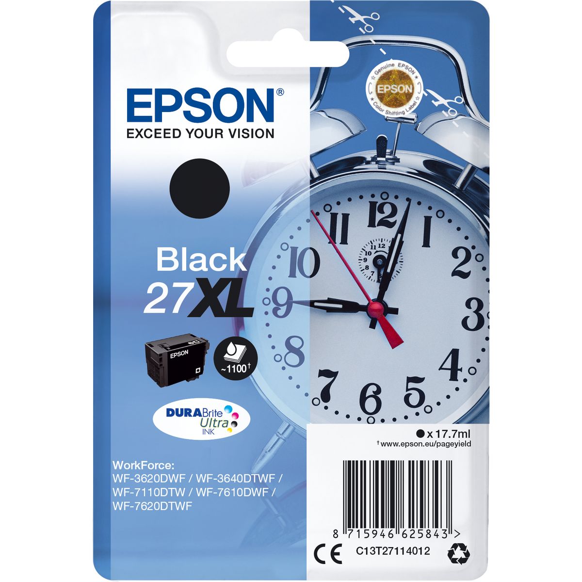 Epson 27XL inktcartridge zwart high capacity 17.7ml 1.100 pa