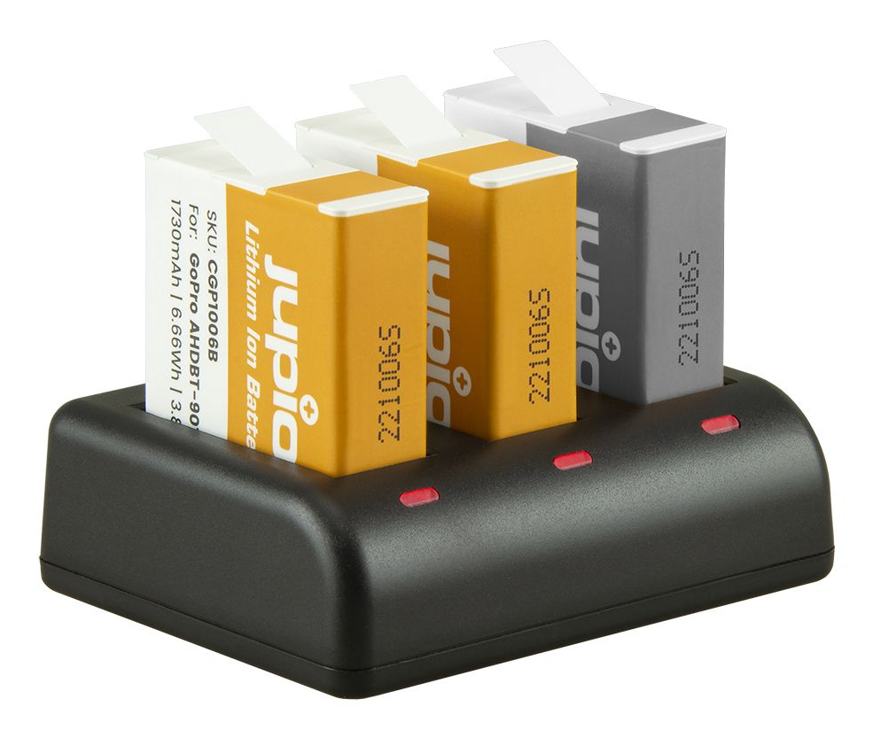Jupio Value Pack: 2x Enduro Battery GoPro HERO 9 | HERO 10 | HERO 11 - SPBL1B/AHDBT-901 1730mAh + Compact USB Triple Charger