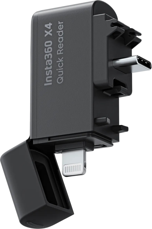 Insta360 X4 Quick Reader geheugenkaartlezer USB-Type C/Lightning Zwart
