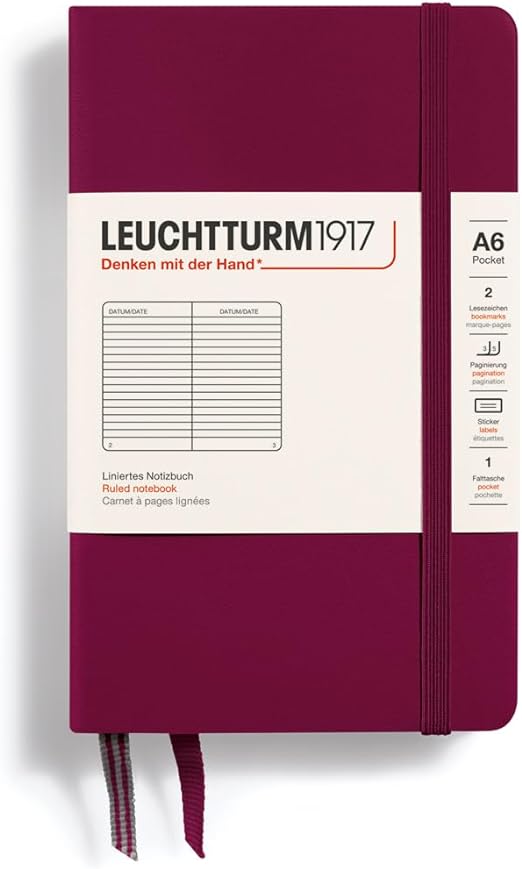 Leuchtturm Port Red, Pocket (A6), 187 p., ruled afbeelding
