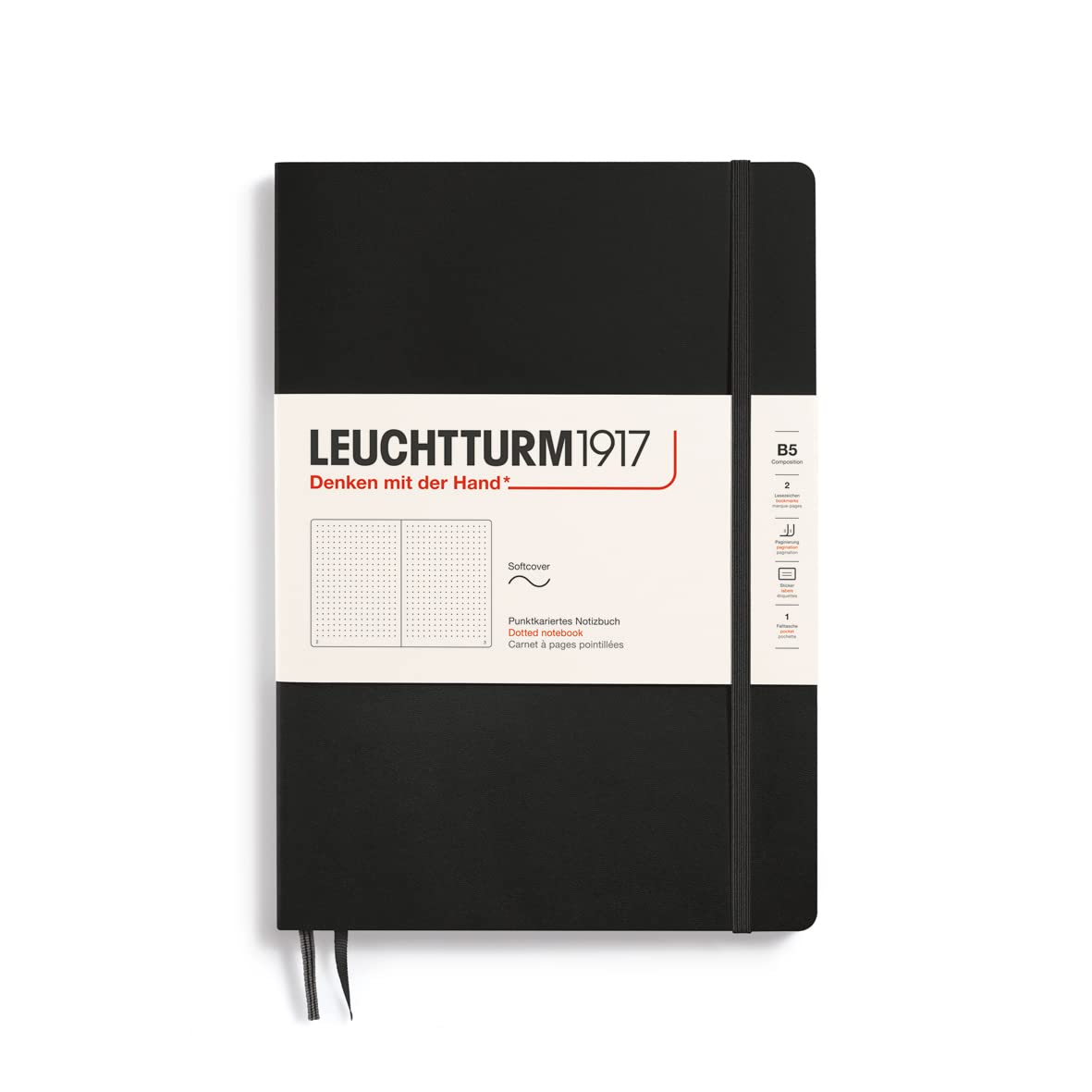 Leuchtturm Black, Softcover, Composition (B5), 123 p., plain