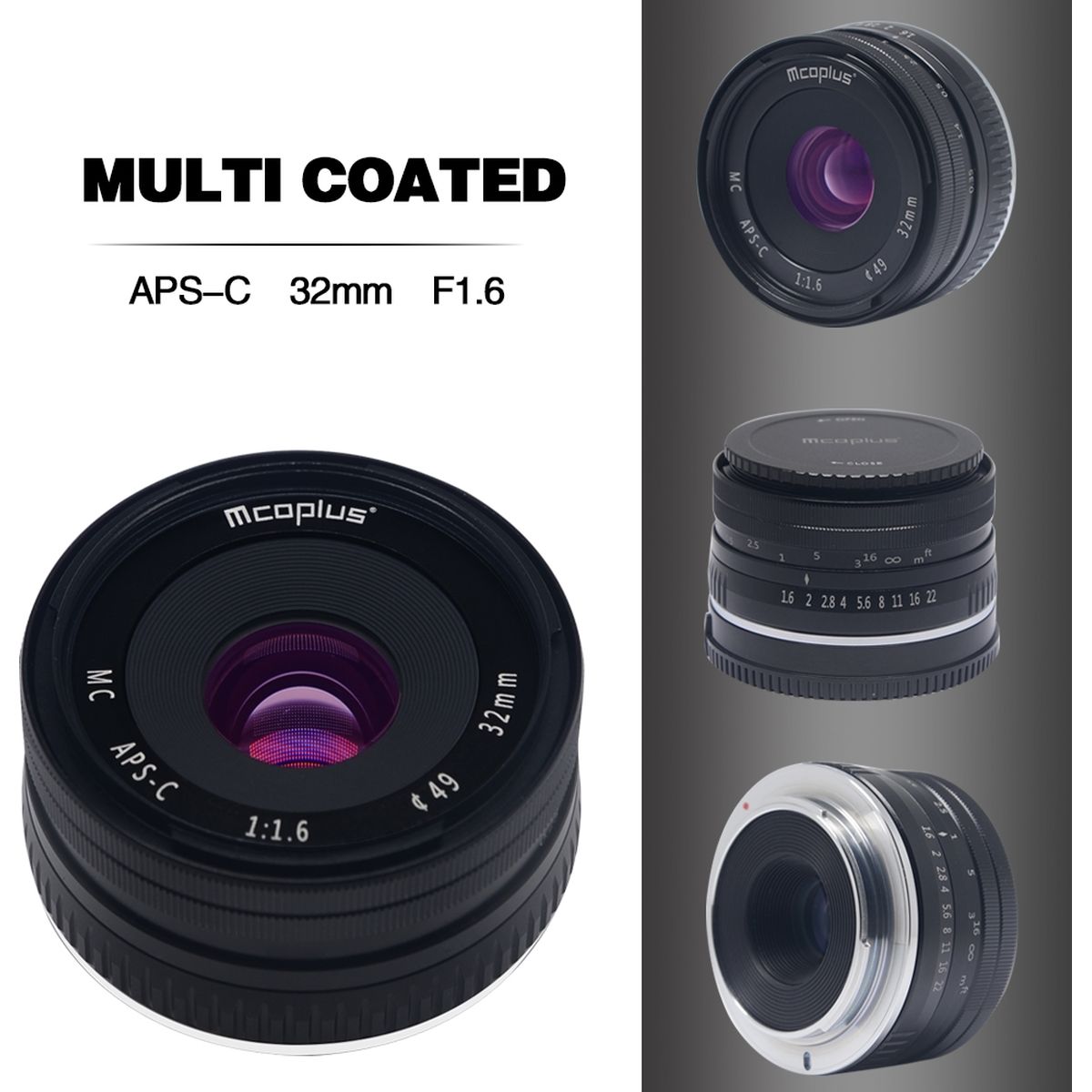 McoPlus MCO32mm F/1.6 Sony Zwart