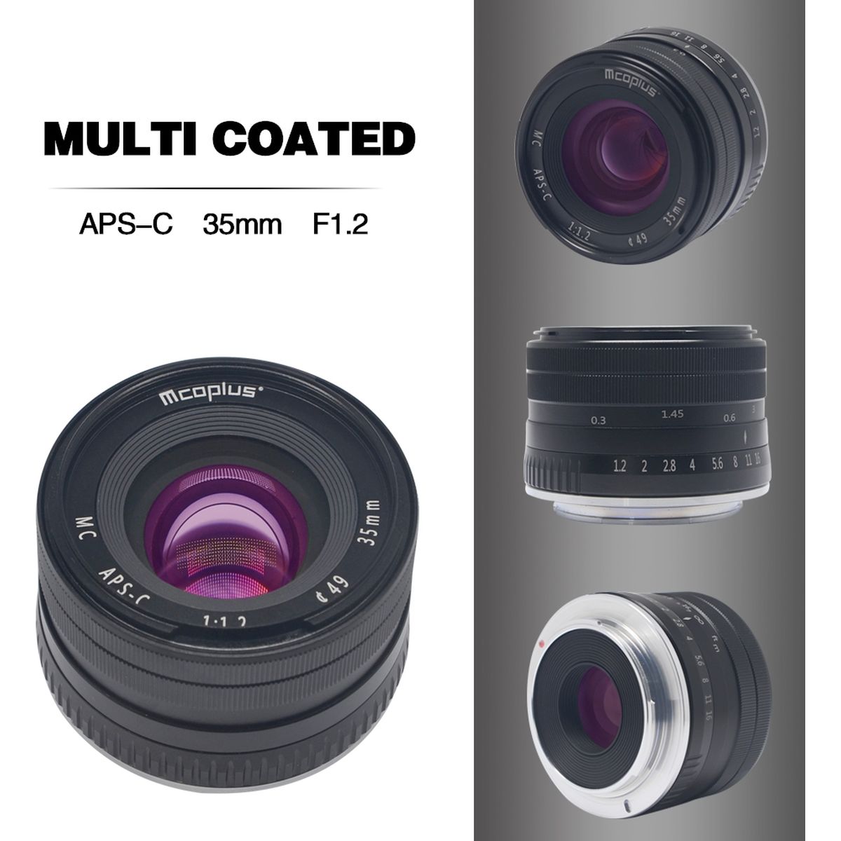 McoPlus MCO35mm F/1.2 Fujifilm Zwart