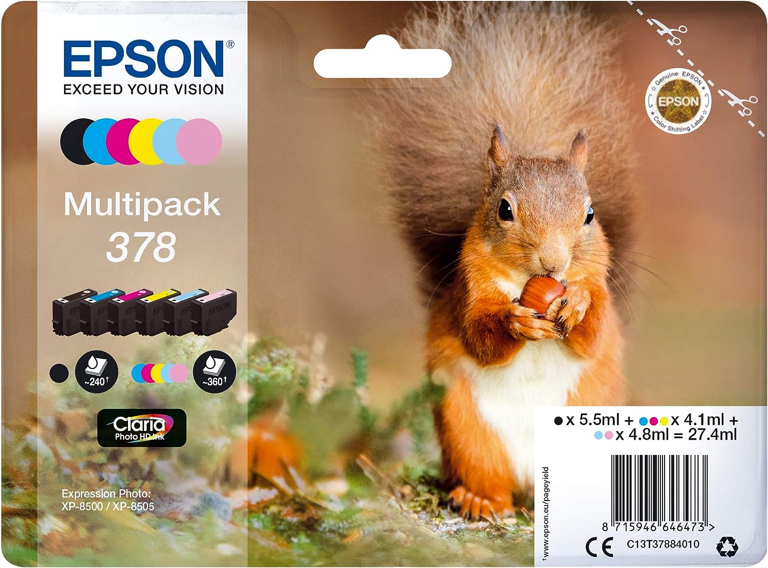 Epson 378 6-Multipack Clara Photo HK Eekhoorn T37884010