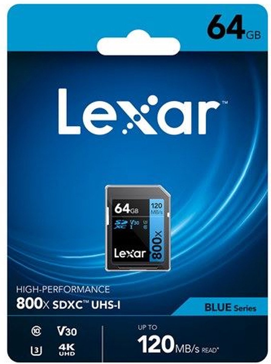 Lexar SDXC Blue Series UHS-I 800x 64GB V30