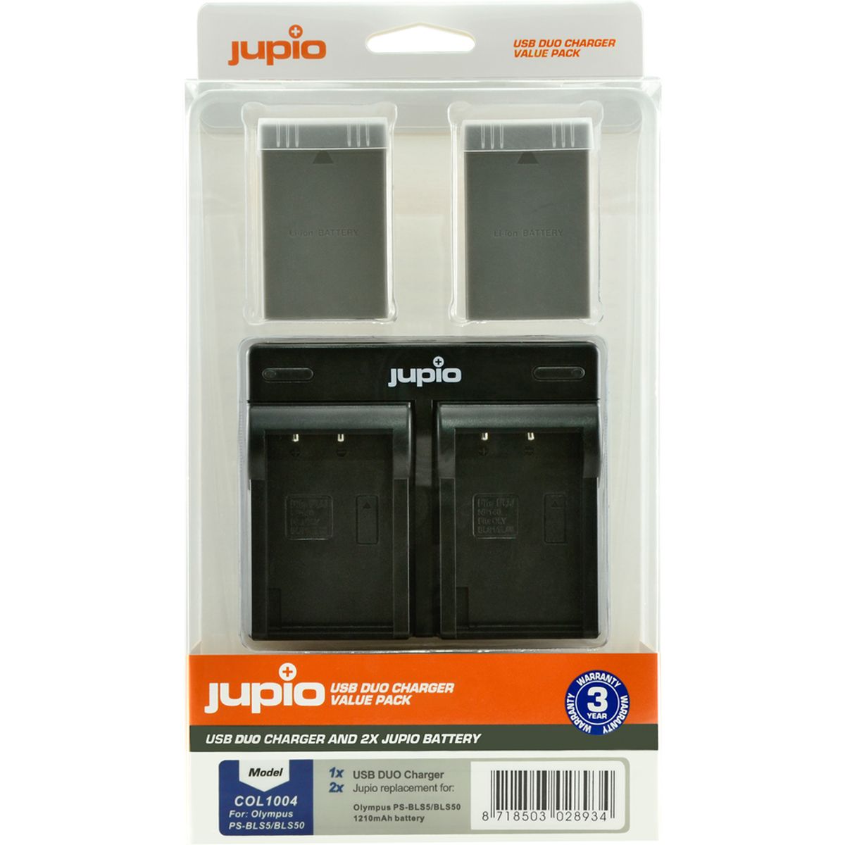Jupio Value Pack: 2x Battery PS-BLS5 / PS-BLS50 1210mAh + USB Dual Charger