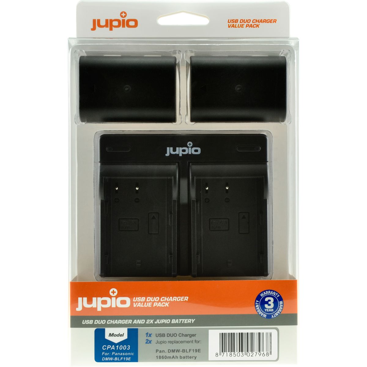 Jupio Value Pack: 2x Battery DMW-BLF19E 1860mAh + USB Dual Charger