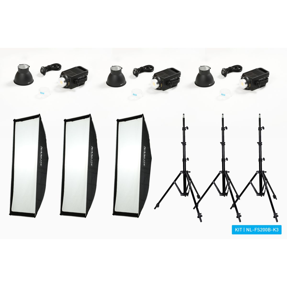 Nanlite FS200 Bi-Colour LED Tripple Kit (w/ Light Stand A...