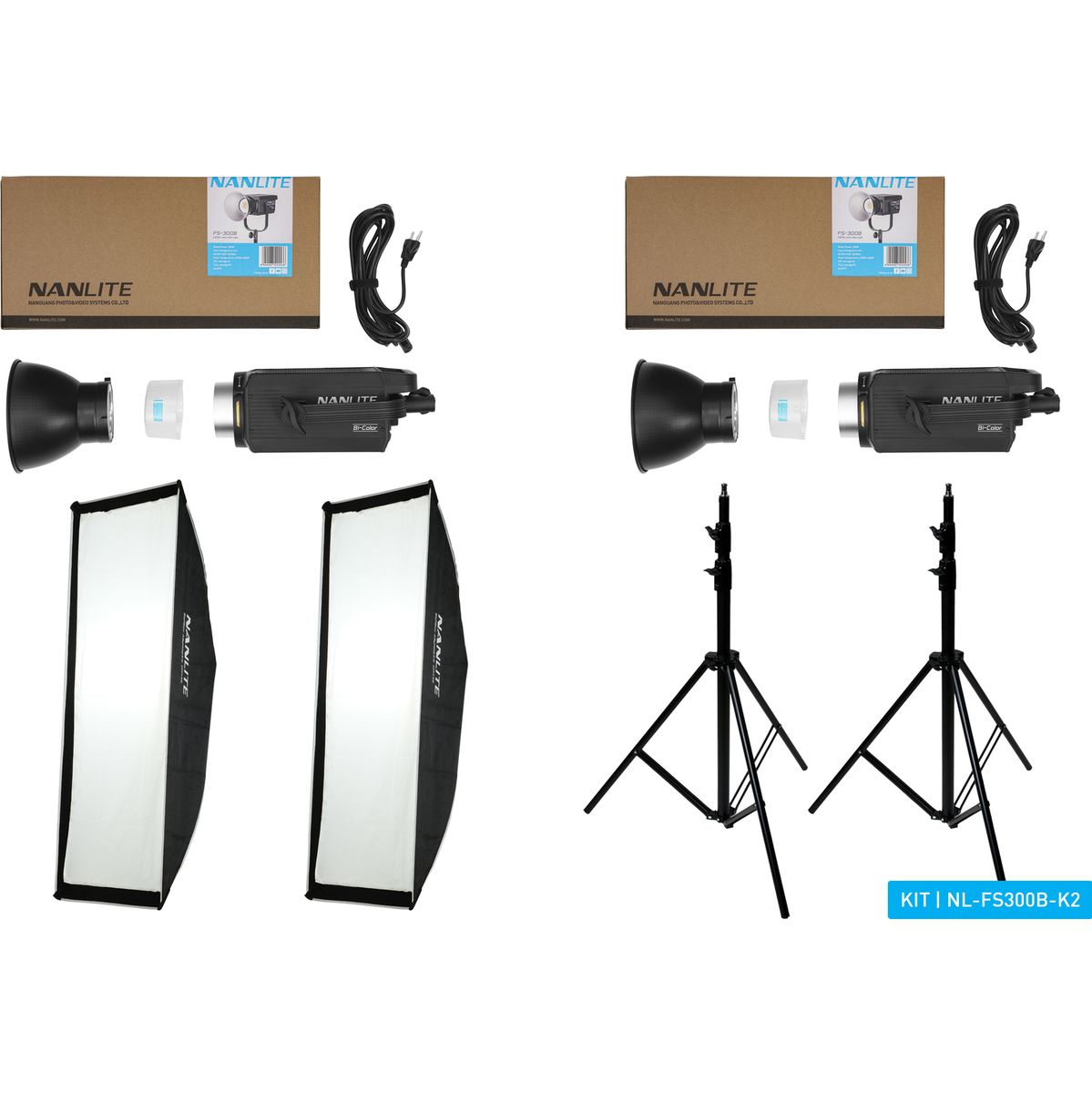 Nanlite FS300B Bi-Colour LED Dual Kit (w/ Light Stand And...