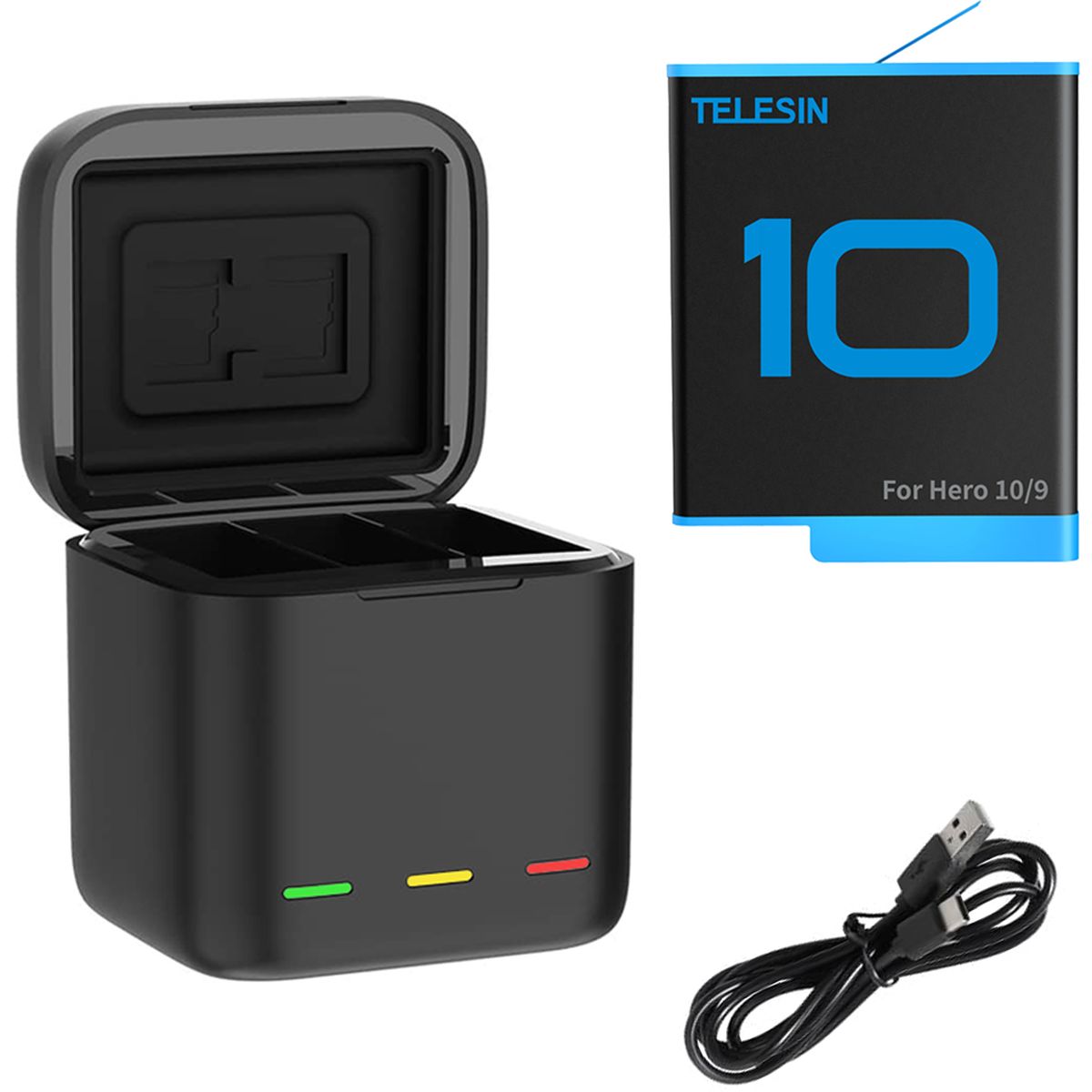 Telesin Triple Battery Charger Box + 1 accu GoPro 9,10,11