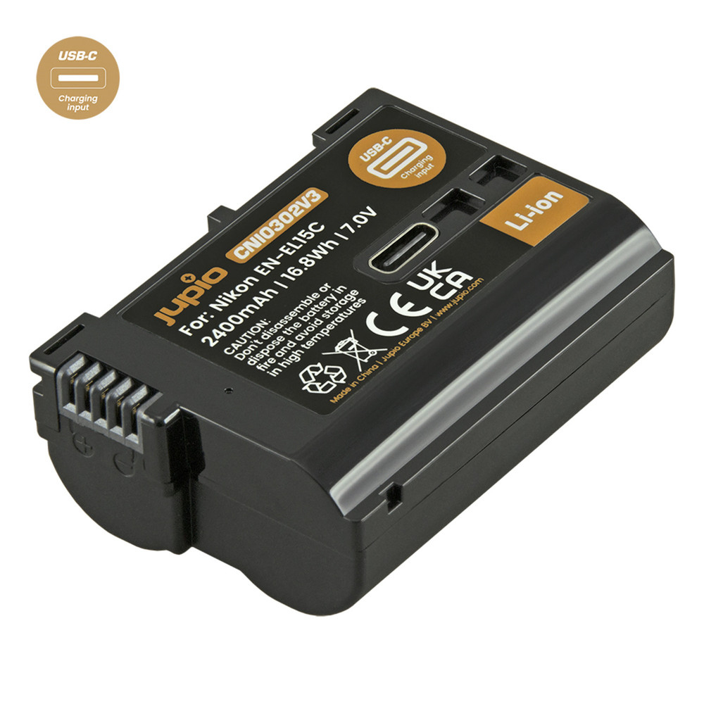 Jupio EN-EL15C *ULTRA C* (USB-C input) 2400mAh gechikt voor de D780,D850,D7500 en alle Z full- frame modellen
