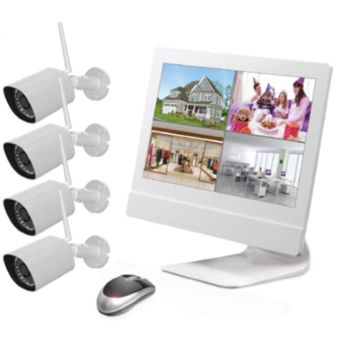 Syren NVR  12"LCD, 4Channel 1080P, 1TB HD, 4 Bullets, Wit