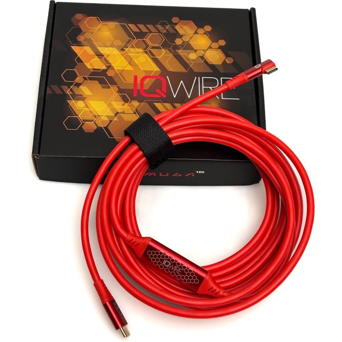 IQwire 5m USB C To C Right Angle 10G Red