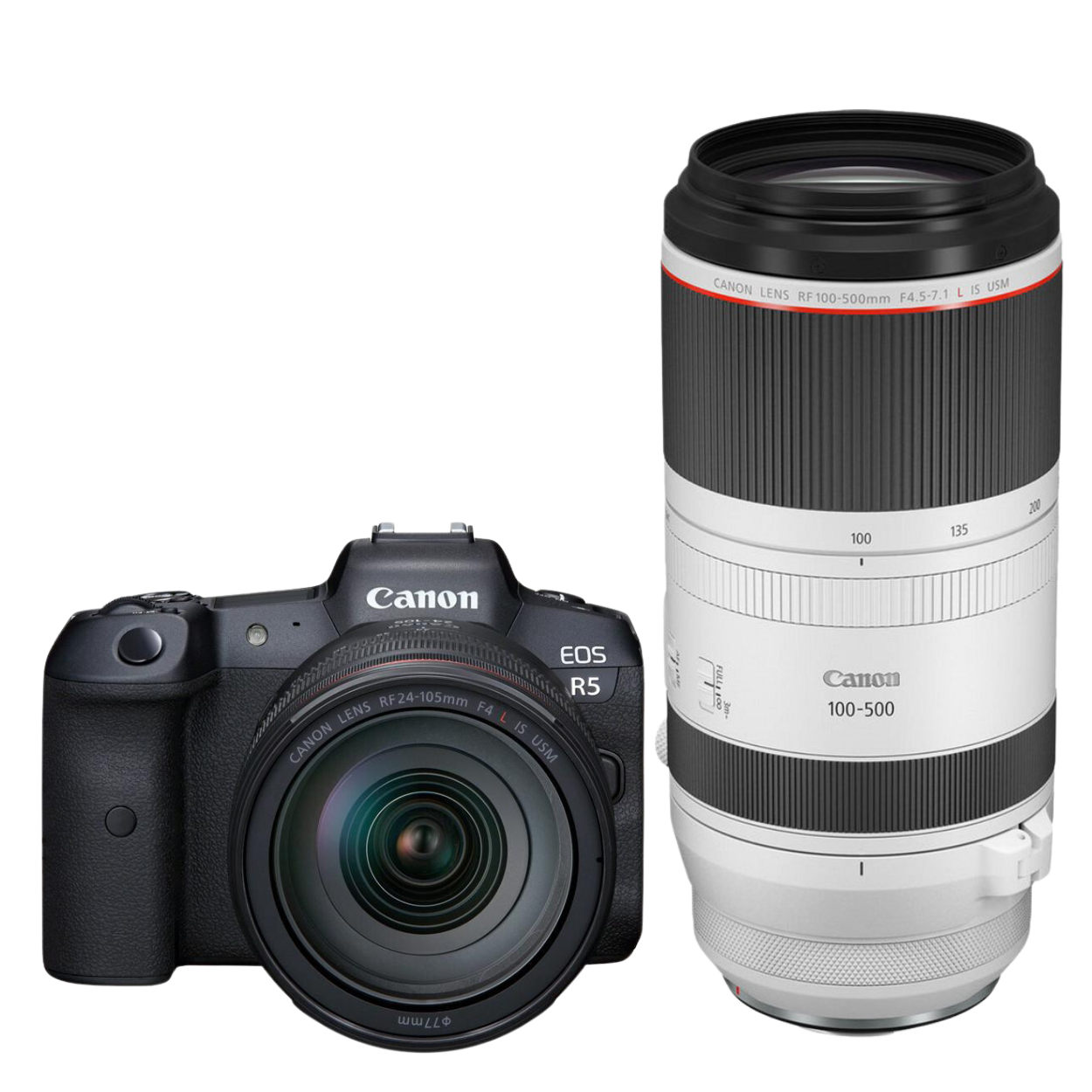 Canon EOS R5 + RF 24-105mm f/4L IS USM + RF 100-500mm f/4.5-7.1L IS USM