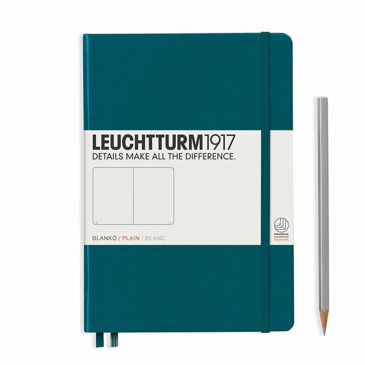 Leuchtturm Pacific Green, Medium (A5), 251 p., plain