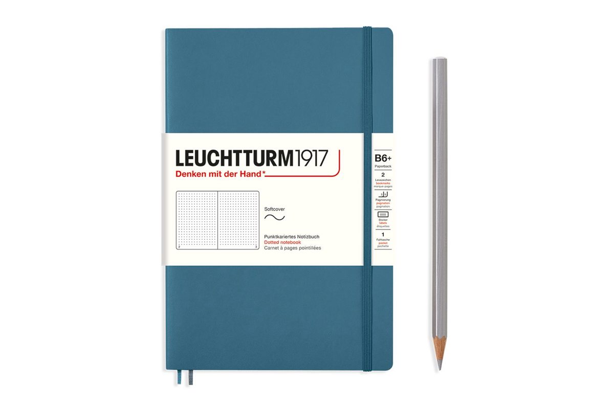 Leuchtturm Stone Blue, Softcover, Paperback (B6+), 123 p., dotted afbeelding