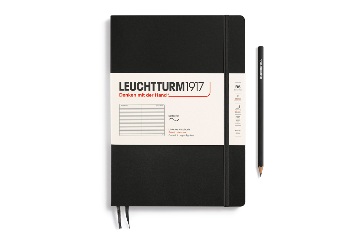 Leuchtturm Black, Softcover, Composition (B5), 123 p., ruled