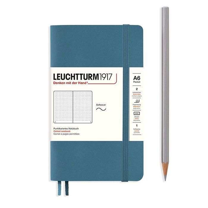 Leuchtturm Stone Blue, Pocket (A6), 187 p., dotted