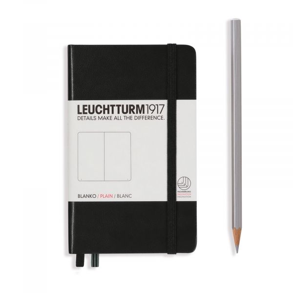 Leuchtturm Black, Pocket (A6), 187 p., plain afbeelding